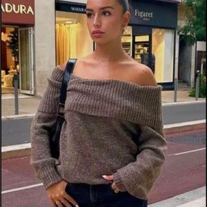 off the shoulder mocha brown sweater size S